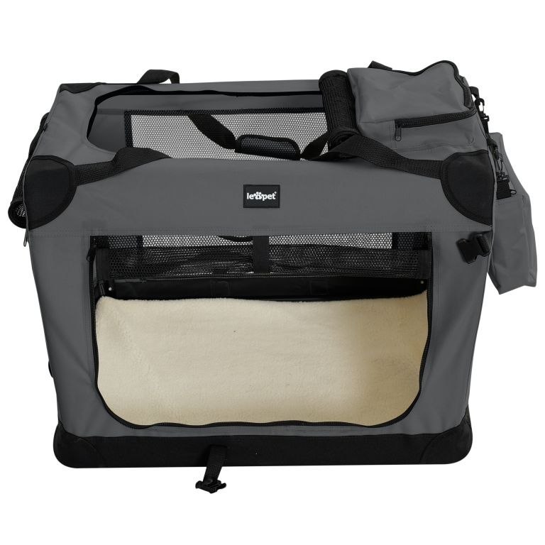 Leopet Skrzynia transportowa dla psów, S antracytowa